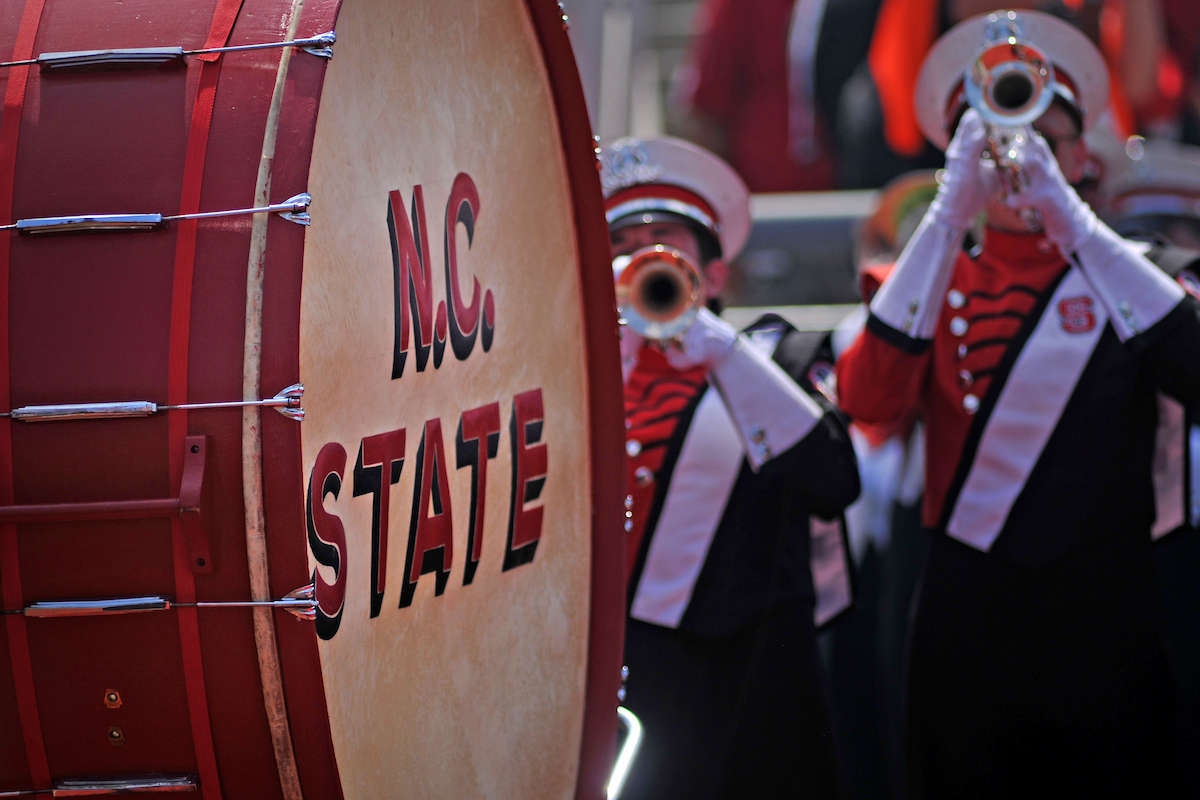 March band image to illustrate the academic music options at NC State.